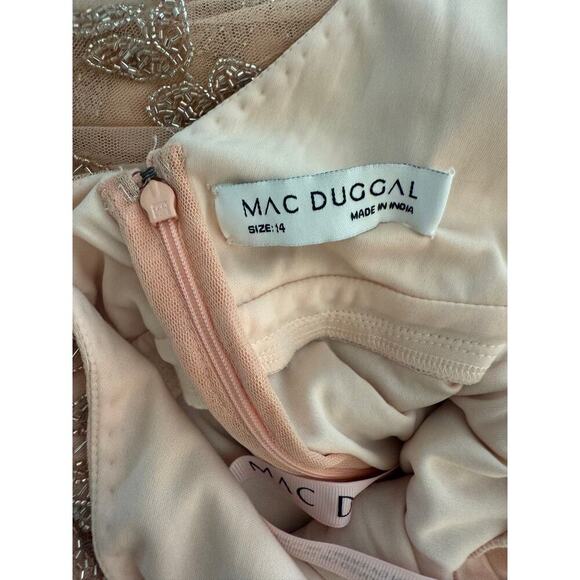 Mac Duggal 6015 Sequin Beaded Blush Gown Nude Champagne Formal Dress NWT 14 - Picture 8 of 10